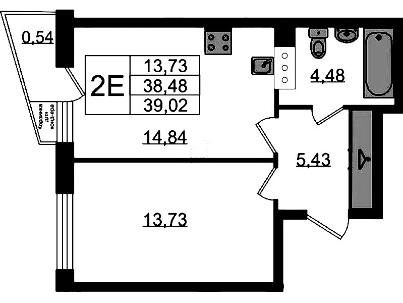 1-комнатная квартира 39.02 м², 10/11 эт., ЖК «VEREN NORT Сертолово»